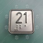 Кнопка вызова/приказа, SCHAEFER, MT42 RUS, 21 этаж, выдавленная надпись, с кодом Брайля, красная подсветка