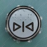 Кнопка вызова/приказа, КМЗ, ВК-32-5Б, закрытие дверей, с кодом Брайля, красная подсветка (разъем MLB)